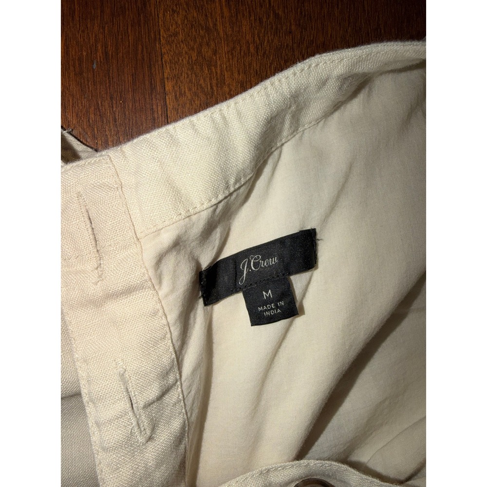 J.Crew 100% Linen Sleeveless Shift Dress Beige Neutral Button Front Medium - Picture 4 of 11